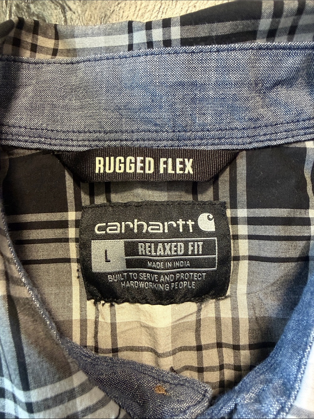 Carhartt Black and White Plaid Button-Down Work Shirt - Picture 2 of 11